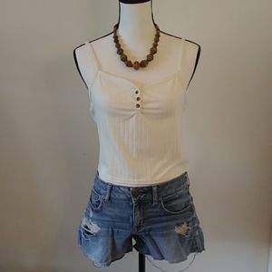Topshop crop top ivory/cream ribbed NWOT Sz 12